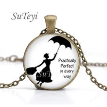 Load image into Gallery viewer, New Practically Perfect In Every D Necklace Glass Picture Jewelry Silver Ball Chains Necklaces Mary Poppins Crystal Pendant