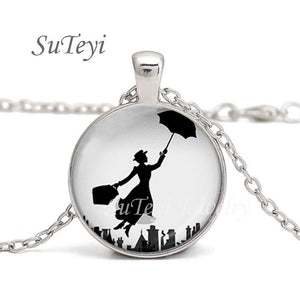 New Practically Perfect In Every D Necklace Glass Picture Jewelry Silver Ball Chains Necklaces Mary Poppins Crystal Pendant
