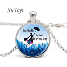 Load image into Gallery viewer, New Practically Perfect In Every D Necklace Glass Picture Jewelry Silver Ball Chains Necklaces Mary Poppins Crystal Pendant