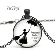 Load image into Gallery viewer, New Practically Perfect In Every D Necklace Glass Picture Jewelry Silver Ball Chains Necklaces Mary Poppins Crystal Pendant