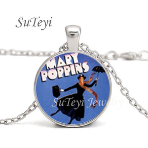 New Practically Perfect In Every D Necklace Glass Picture Jewelry Silver Ball Chains Necklaces Mary Poppins Crystal Pendant