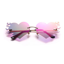 Load image into Gallery viewer, Punk Heart Sunglasses Women Rimless Sun Glasses Men UV400 Goggles Steampunk Flame Eyeglasses Mirror Shades Ladies Eyewear
