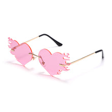 Load image into Gallery viewer, Punk Heart Sunglasses Women Rimless Sun Glasses Men UV400 Goggles Steampunk Flame Eyeglasses Mirror Shades Ladies Eyewear