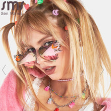 Load image into Gallery viewer, Punk Heart Sunglasses Women Rimless Sun Glasses Men UV400 Goggles Steampunk Flame Eyeglasses Mirror Shades Ladies Eyewear