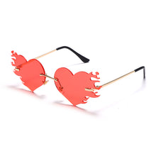 Load image into Gallery viewer, Punk Heart Sunglasses Women Rimless Sun Glasses Men UV400 Goggles Steampunk Flame Eyeglasses Mirror Shades Ladies Eyewear