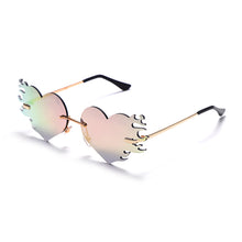 Load image into Gallery viewer, Punk Heart Sunglasses Women Rimless Sun Glasses Men UV400 Goggles Steampunk Flame Eyeglasses Mirror Shades Ladies Eyewear