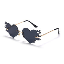 Load image into Gallery viewer, Punk Heart Sunglasses Women Rimless Sun Glasses Men UV400 Goggles Steampunk Flame Eyeglasses Mirror Shades Ladies Eyewear