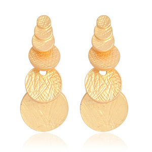 New Punk Style Drop Earring Female Gold Color Metal Matte Circle Pending Earrings Fashion Jewelry