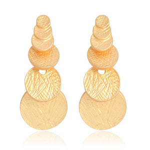 New Punk Style Drop Earring Female Gold Color Metal Matte Circle Pending Earrings Fashion Jewelry