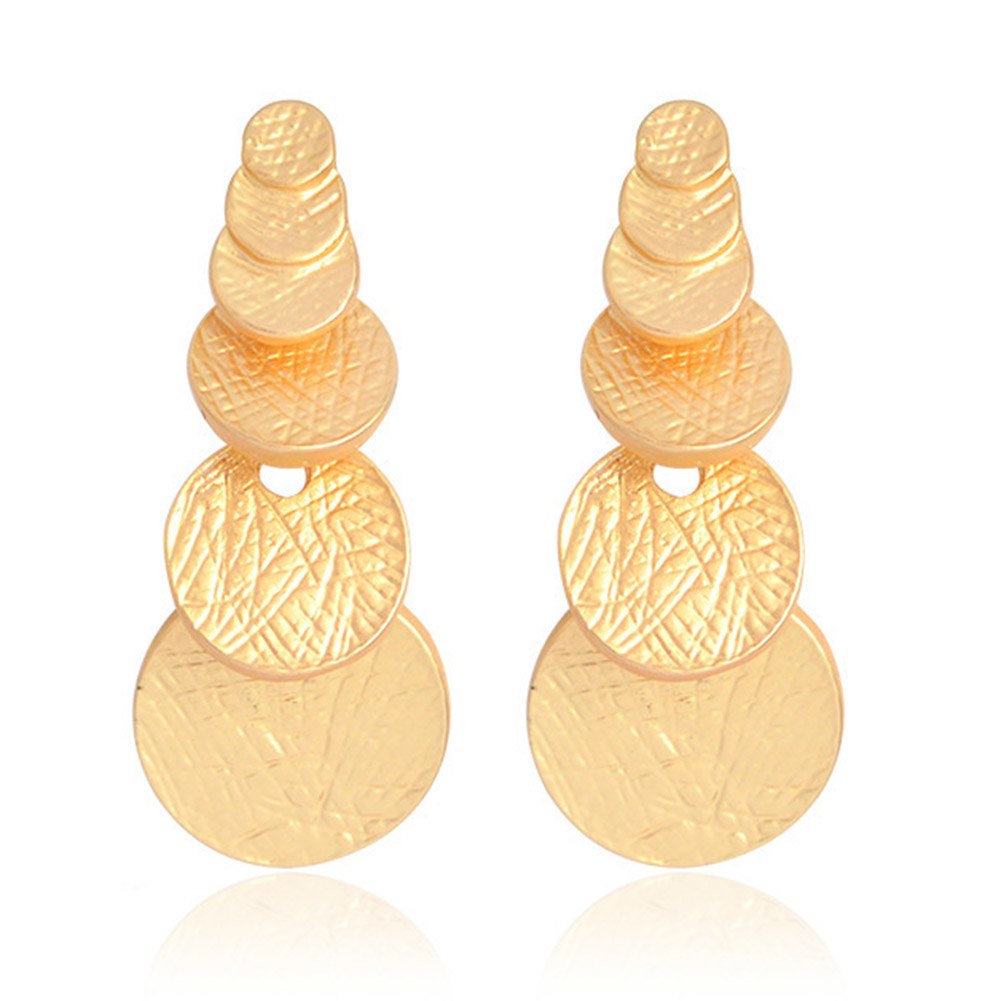 New Punk Style Drop Earring Female Gold Color Metal Matte Circle Pending Earrings Fashion Jewelry