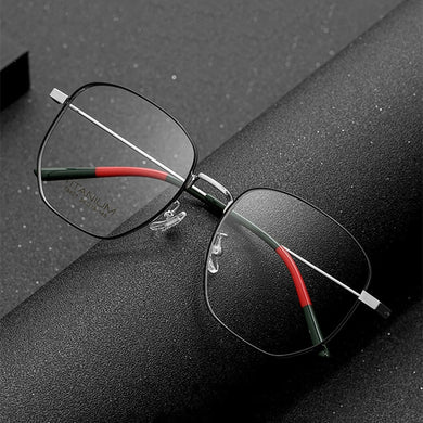 Pure Titanium Glasses Full Frame Men And Women Retro Polygon Ultralight Glasses Frame Large Frame Myopia Glasses Frame T8821