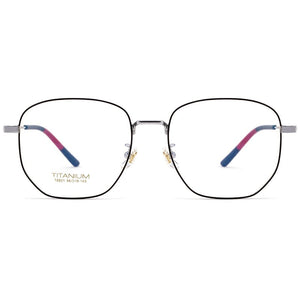 Pure Titanium Glasses Full Frame Men And Women Retro Polygon Ultralight Glasses Frame Large Frame Myopia Glasses Frame T8821