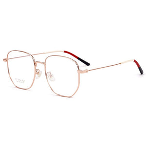 Pure Titanium Glasses Full Frame Men And Women Retro Polygon Ultralight Glasses Frame Large Frame Myopia Glasses Frame T8821