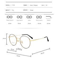 Load image into Gallery viewer, Pure β Titanium Spectacle Frame , Women Ultra Light Round Frame Myopia Glasses frames for Prescription  F1918