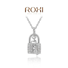 Carica l&#39;immagine nel visualizzatore di Gallery, Nuove collane di colore bianco / oro rosa con chiusura e pendenti con chiave Collana unica di gioielli di moda CZ per donne Girlfrend 