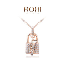 Carica l&#39;immagine nel visualizzatore di Gallery, Nuove collane di colore bianco / oro rosa con chiusura e pendenti con chiave Collana unica di gioielli di moda CZ per donne Girlfrend 