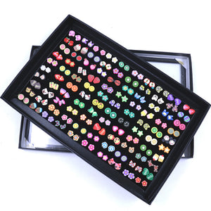 New Random Design 100 pairs polymer cl women cute earring stud sets carton earring set for girl
