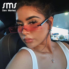 Load image into Gallery viewer, Rectangle Sunglasses Women 2023  Brand Designer Red Pink Clear Small Lens Personality Sun Glasses Shades UV400