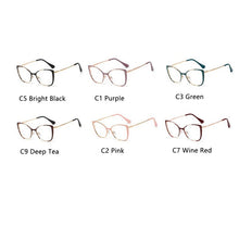 Load image into Gallery viewer, Red Cat Eye Spectacles Metal Optical Frame Clear Lens Non Prescription Glasses Vintage Lady Eyeglasses Hipster Eyewear