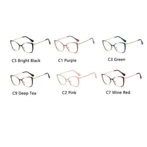 Red Cat Eye Spectacles Metal Optical Frame Clear Lens Non Prescription Glasses Vintage Lady Eyeglasses Hipster Eyewear