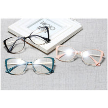 Load image into Gallery viewer, Red Cat Eye Spectacles Metal Optical Frame Clear Lens Non Prescription Glasses Vintage Lady Eyeglasses Hipster Eyewear