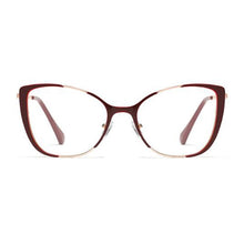 Load image into Gallery viewer, Red Cat Eye Spectacles Metal Optical Frame Clear Lens Non Prescription Glasses Vintage Lady Eyeglasses Hipster Eyewear