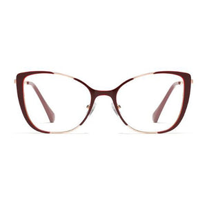 Red Cat Eye Spectacles Metal Optical Frame Clear Lens Non Prescription Glasses Vintage Lady Eyeglasses Hipster Eyewear