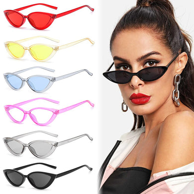 Retro Black Cat Eye Sexy Sunglasses Small Frame Narrow Side Summer Ladies Shades Trending Streetwear Eyewear UV400