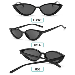 Retro Black Cat Eye Sexy Sunglasses Small Frame Narrow Side Summer Ladies Shades Trending Streetwear Eyewear UV400