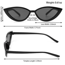 Load image into Gallery viewer, Retro Black Cat Eye Sexy Sunglasses Small Frame Narrow Side Summer Ladies Shades Trending Streetwear Eyewear UV400