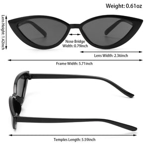 Retro Black Cat Eye Sexy Sunglasses Small Frame Narrow Side Summer Ladies Shades Trending Streetwear Eyewear UV400