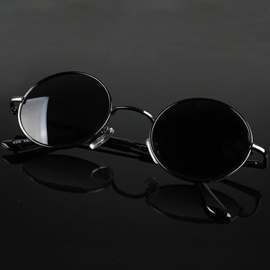 Occhiali da sole polarizzati rotondi vintage classici retrò da uomo Designer di marca Occhiali da sole da donna Montatura in metallo Occhiali da vista con lenti nere Guida 