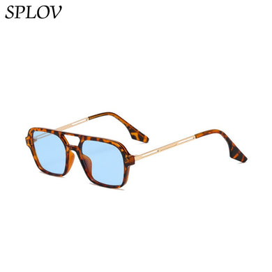 Retro Double Bridge Sunglasses Steam Punk Gradient Eyewear Trending Hollow Leopard Blue Sun Glasses Men Women Shades gafas