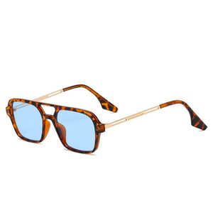 Retro Double Bridge Sunglasses Steam Punk Gradient Eyewear Trending Hollow Leopard Blue Sun Glasses Men Women Shades gafas