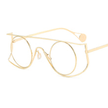 Load image into Gallery viewer, Retro Irregular Metal Round Women Sunglasses Clear Ocean Lens Eyewear Shades UV400 Men Double Bridges Sun Glasses