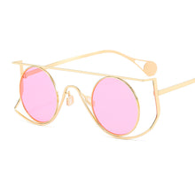Load image into Gallery viewer, Retro Irregular Metal Round Women Sunglasses Clear Ocean Lens Eyewear Shades UV400 Men Double Bridges Sun Glasses