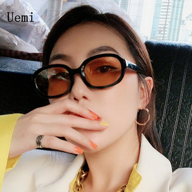 Retro Oval Women Sunglasses For Men Small Frame Gradient Shades UV400 Sun Glasses Trending Vintage Black Blue Eyewea