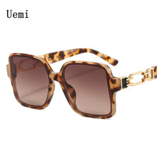 Load image into Gallery viewer, Retro  Oversized Square Sunglasses For Women Men Lock Chain Decoration Sun Glasses Trending Gradient Shades Uv400