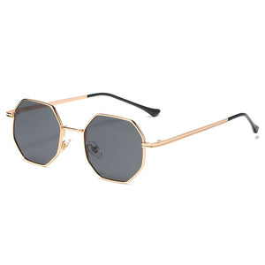 Retro Small Frame Sunglasses Men and Women Trendy Street Shooting Metal Eyeglasses Octagonal Round Face Glasses