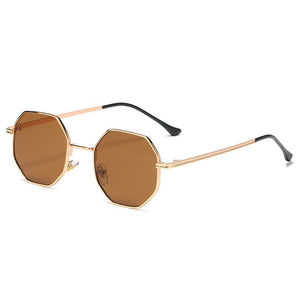 Retro Small Frame Sunglasses Men and Women Trendy Street Shooting Metal Eyeglasses Octagonal Round Face Glasses