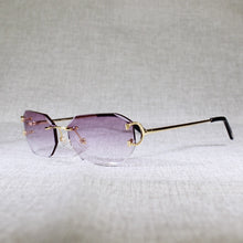 Carica l&#39;immagine nel visualizzatore di Gallery, Rimless C Wire Sunglasses Men Eyewear Women For Summer Diamond Cutting Clear Glasses Metal Frame Oculos Gafas