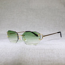 Carica l&#39;immagine nel visualizzatore di Gallery, Rimless C Wire Sunglasses Men Eyewear Women For Summer Diamond Cutting Clear Glasses Metal Frame Oculos Gafas