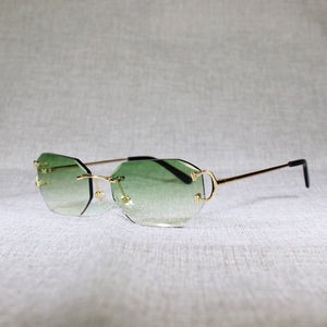 Rimless C Wire Sunglasses Men Eyewear Women For Summer Diamond Cutting Clear Glasses Metal Frame Oculos Gafas