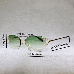 Rimless C Wire Sunglasses Men Eyewear Women For Summer Diamond Cutting Clear Glasses Metal Frame Oculos Gafas