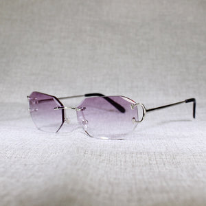 Rimless C Wire Sunglasses Men Eyewear Women For Summer Diamond Cutting Clear Glasses Metal Frame Oculos Gafas