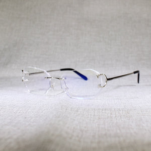 Rimless C Wire Sunglasses Men Eyewear Women For Summer Diamond Cutting Clear Glasses Metal Frame Oculos Gafas