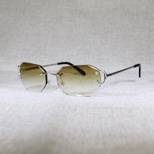 Rimless C Wire Sunglasses Men Eyewear Women For Summer Diamond Cutting Clear Glasses Metal Frame Oculos Gafas