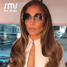 Carica l'immagine nel visualizzatore di Gallery, Occhiali da sole oversize senza montatura Donna Uomo Occhiali da sole quadrati in metallo Occhiali da sole femminili sfumati Tonalità colorate UV400 oculos 