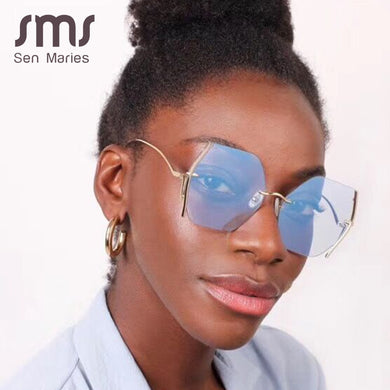 Rimless Oversized Sunglasses Women Men  Metal Square Female Sun Glasses Gradient Colorful Shades UV400 oculos