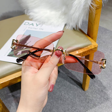 Rimless Rectangle Sunglasses Men 2023 Brand Design Metal Square Sun Glasses for Women Frameless UV400